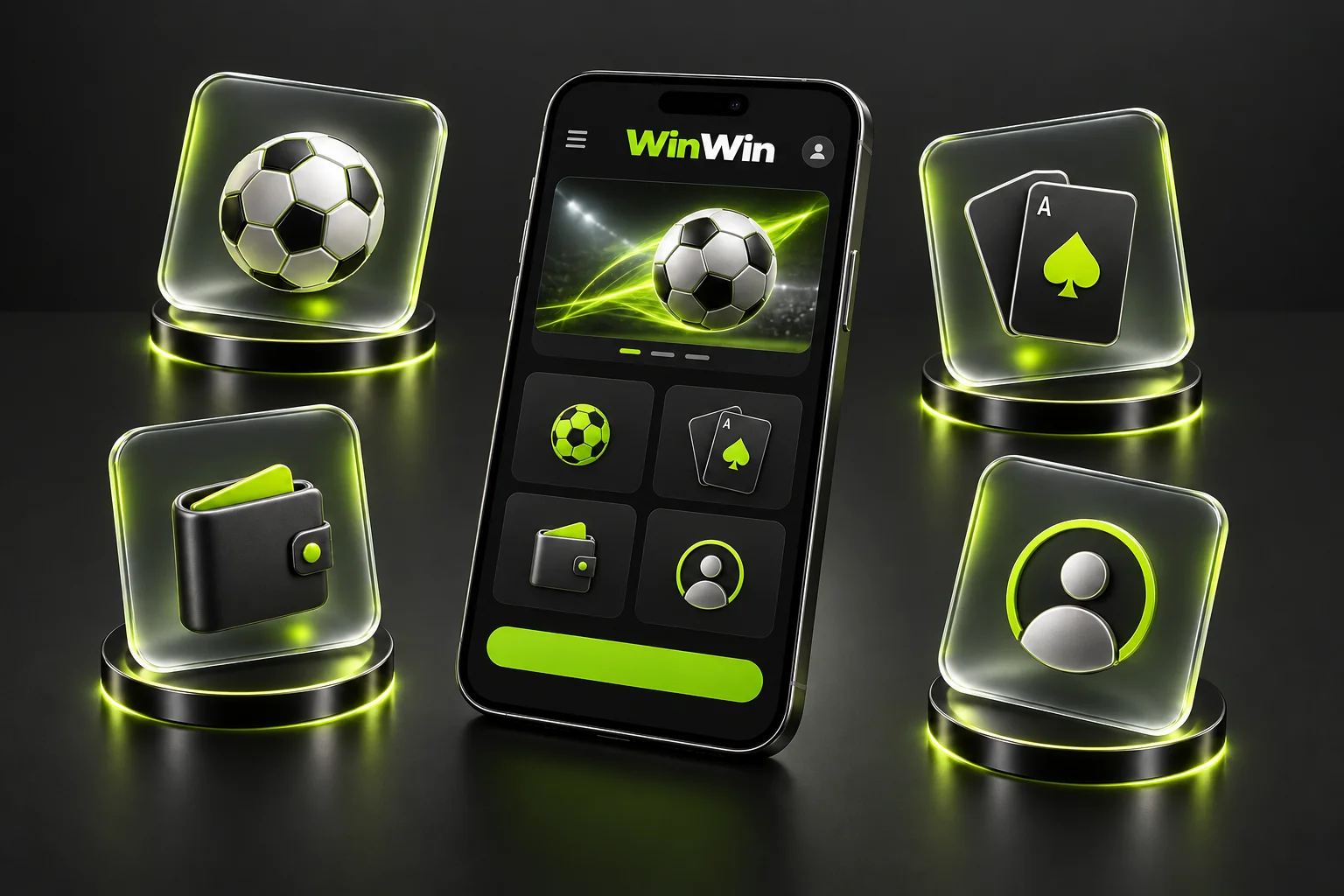 WinWin sports, casino, balance and profile icons