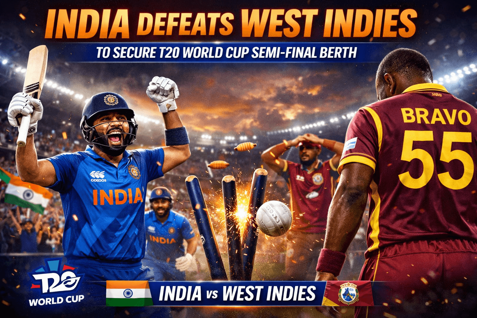 India Defeats West Indies to Secure T20 World Cup Semi-Final Berth