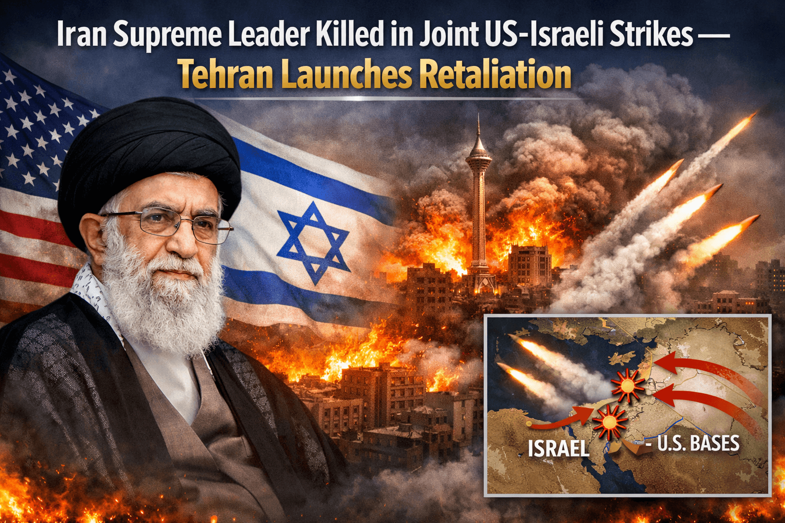 Iran Supreme Leader Killed in Joint US-Israeli Strikes as Tehran Retaliates