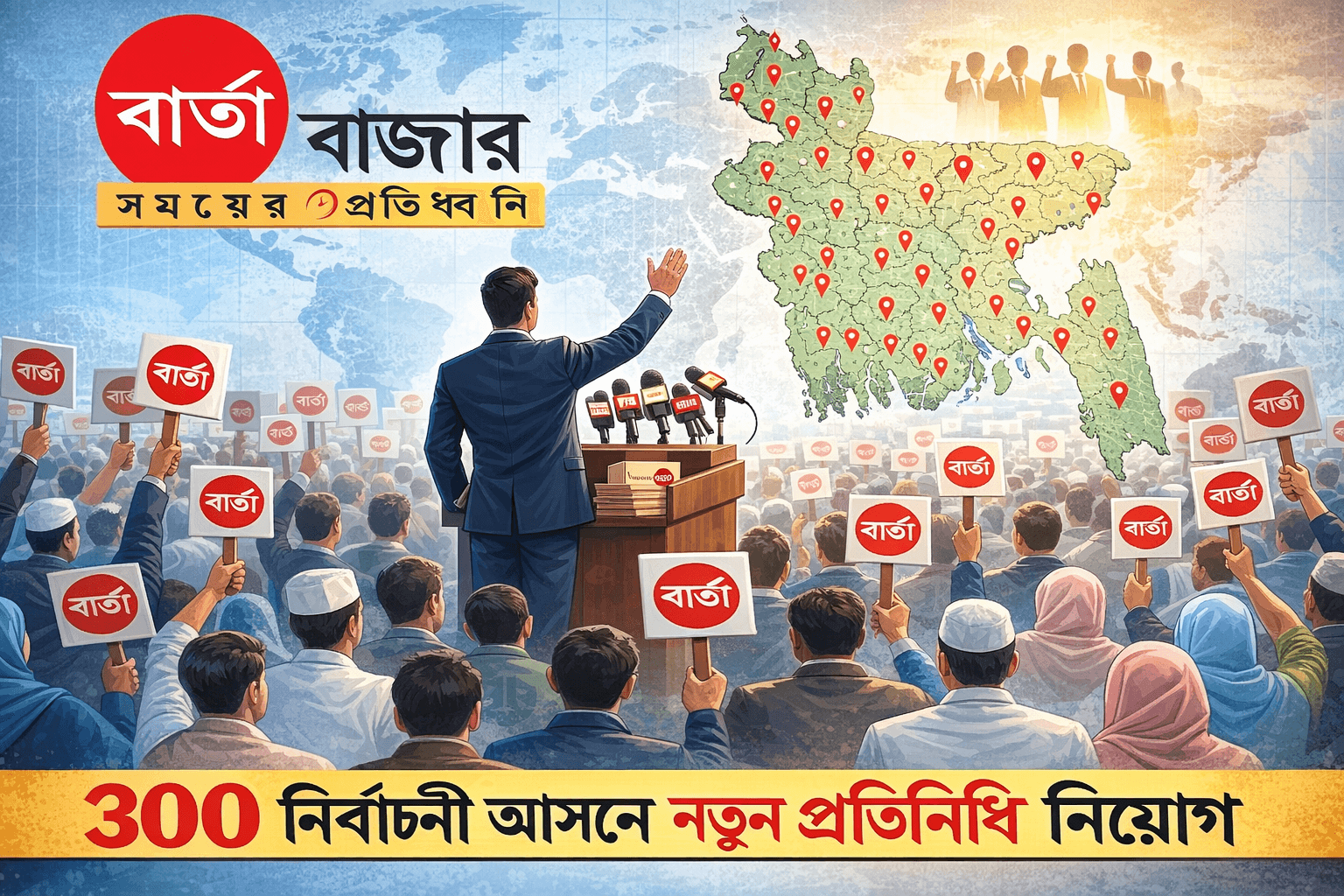 দেশের ৩০০ সংসদীয় আসনে নতুন প্রতিনিধি নিয়োগ দিচ্ছে বার্তা বাজার
